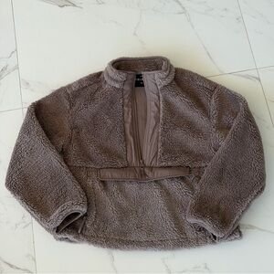 Fabletics Taupe Fleece Bomber Jacket